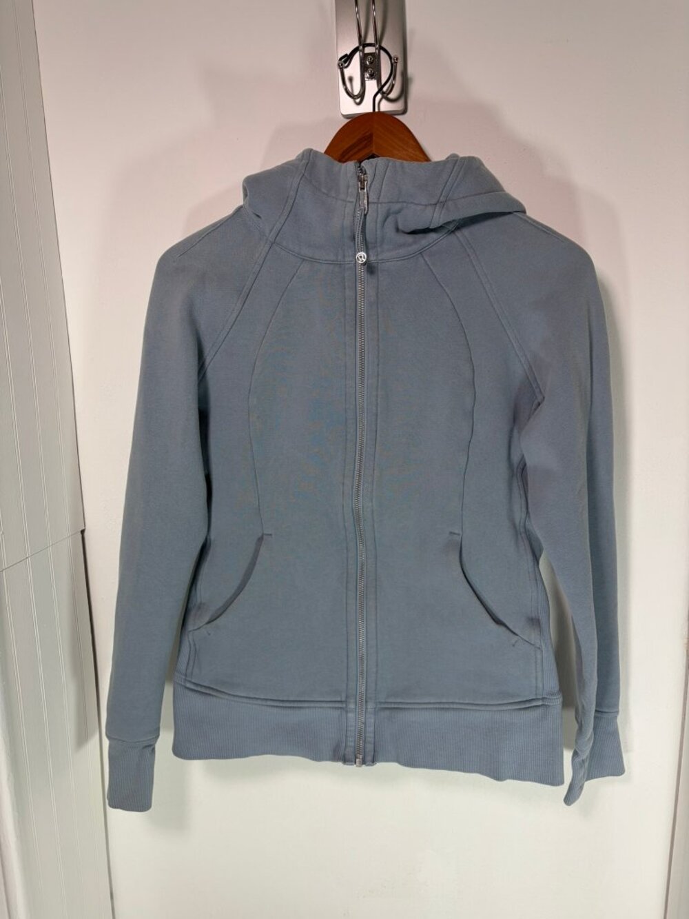 lululemon Scuba Full Zip Hoodie Women's 8 Slate Blue Gray Thumbholes Fleece